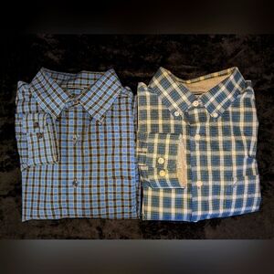 2 Men's Nautica Plaid Button-Up Shirts - Blue and Green